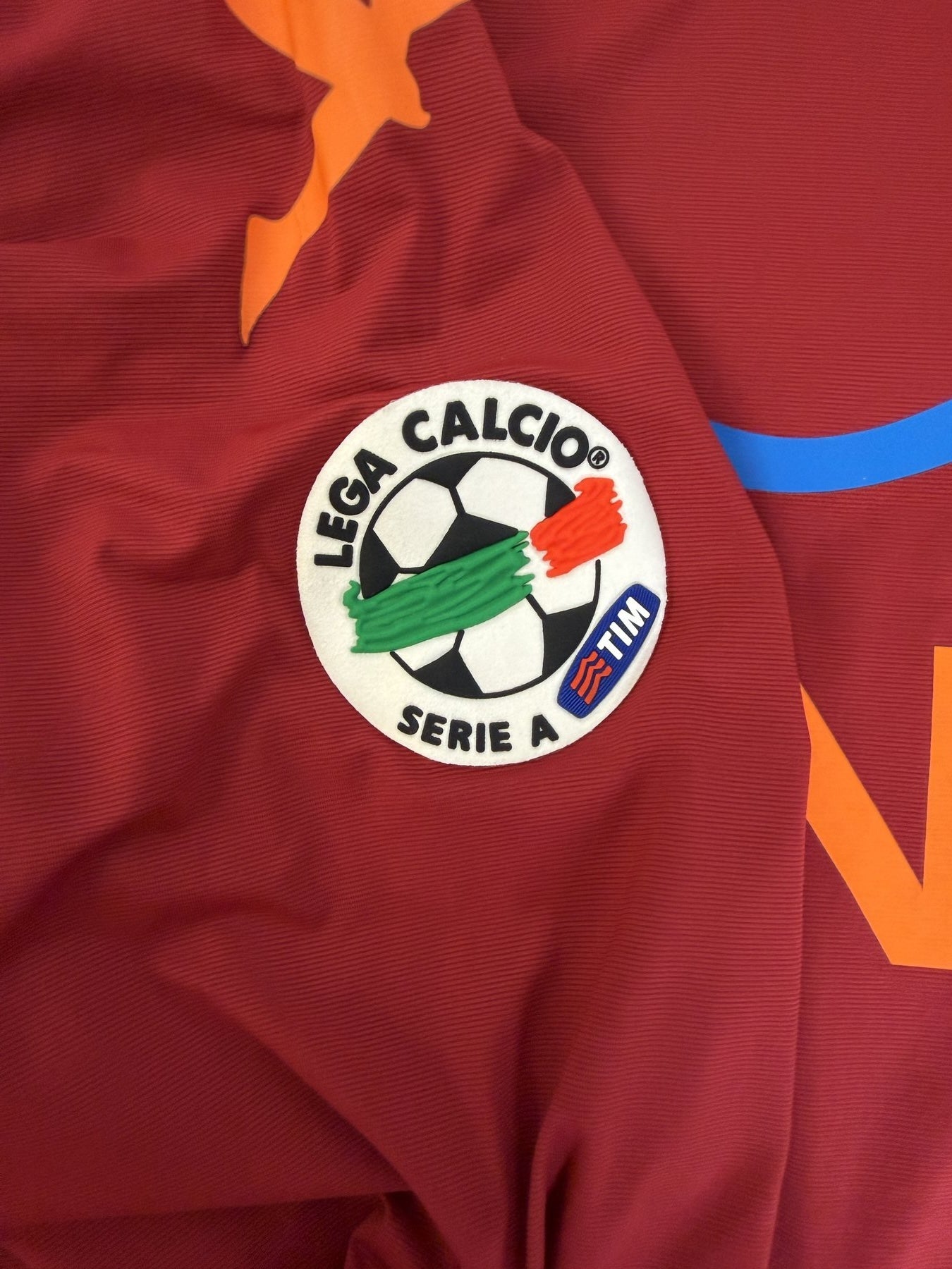 Toppa Lega Calcio Serie A TIM su manica maglia AS Roma 2009-10 Player Issued Kappa