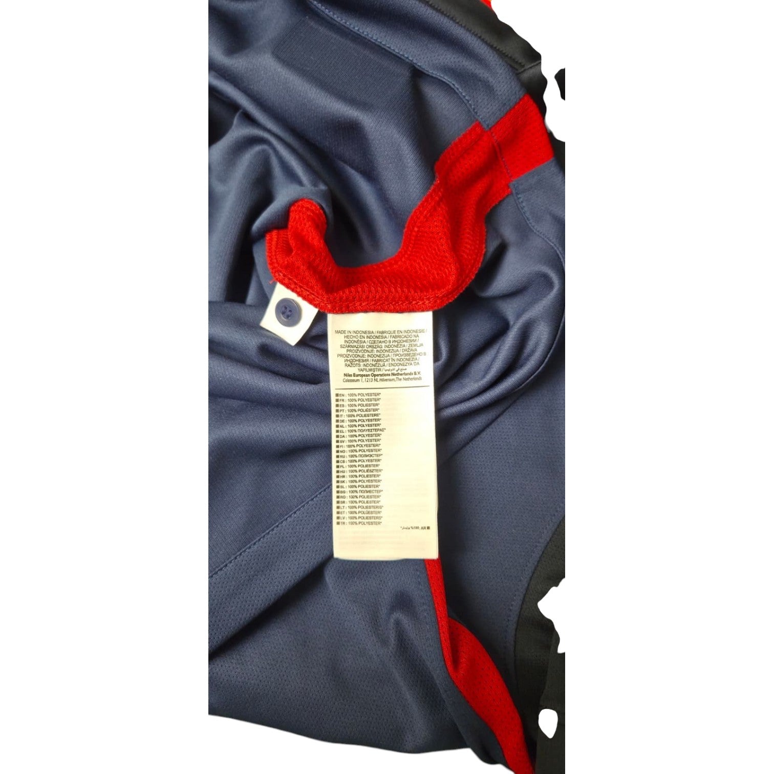 Etichetta interna maglia Atlético Madrid Away 2015-16 Nike – Made in Indonesia composizione poliestere