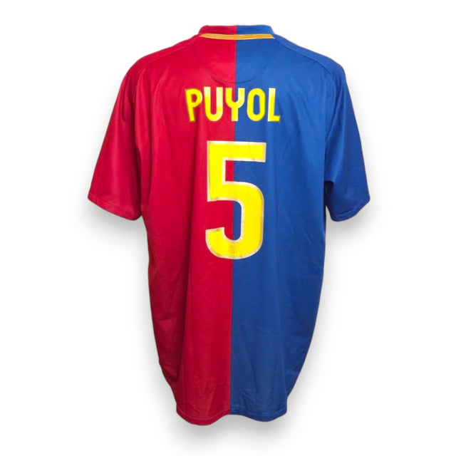 Retro maglia Barcellona Home 2008-09 numero 5 Puyol Nike blu granata – nameset giallo stagione Treble
