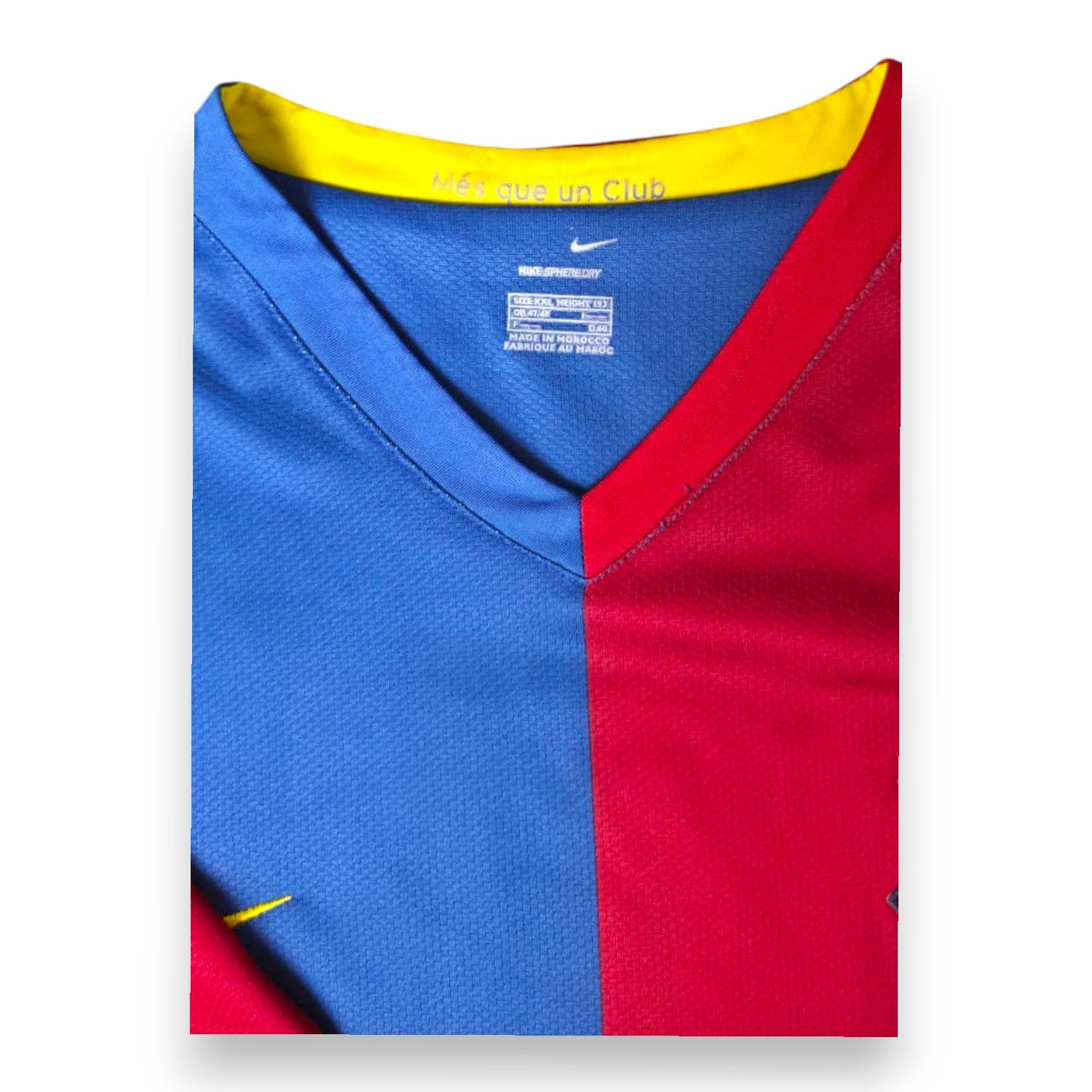 Etichetta interna maglia Barcellona 2006-07 Nike – Made in Morocco istruzioni lavaggio