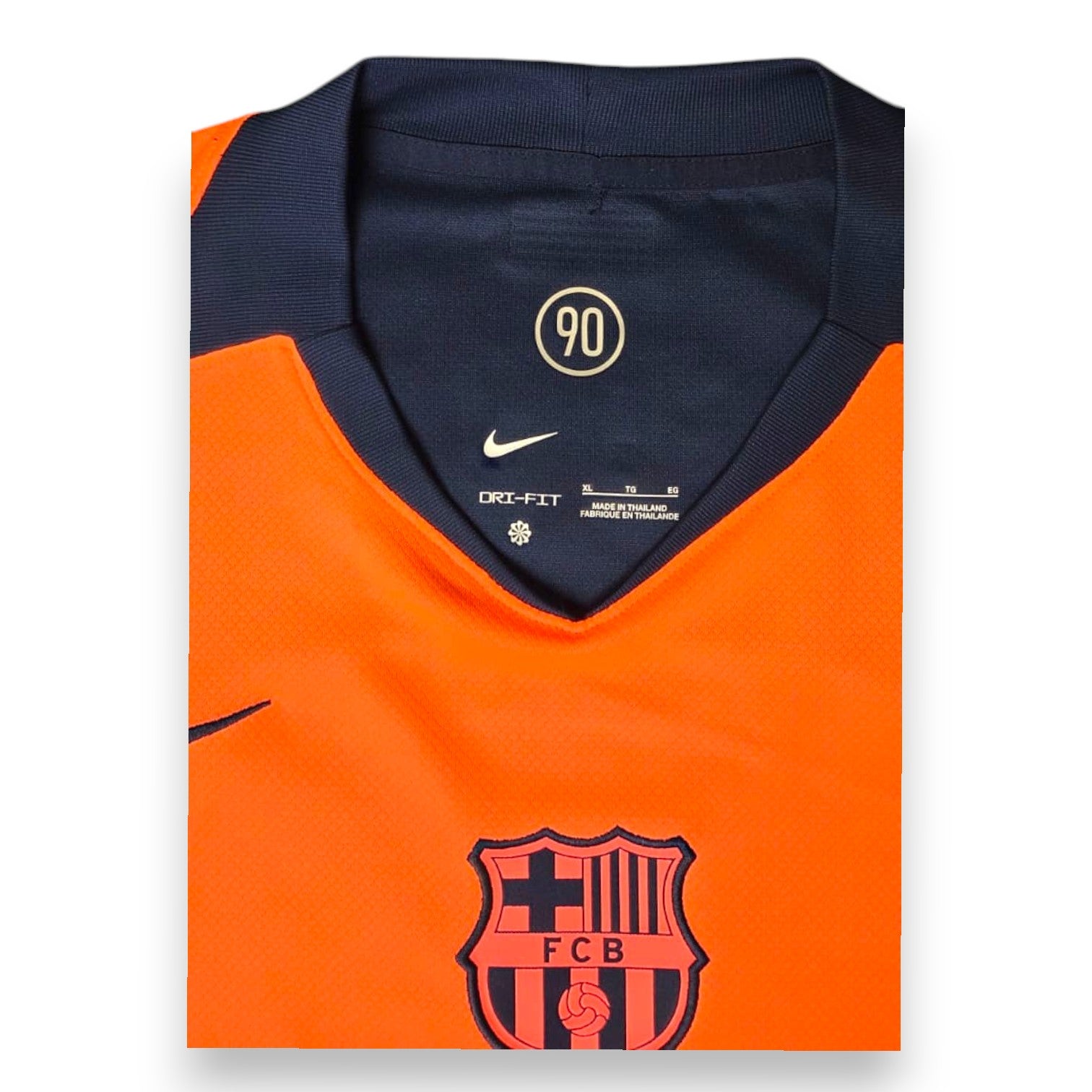 Colletto a V navy maglia Barcellona Third 2025-26 Nike Dri-FIT – stemma FCB e taglia XL Made in Thailand