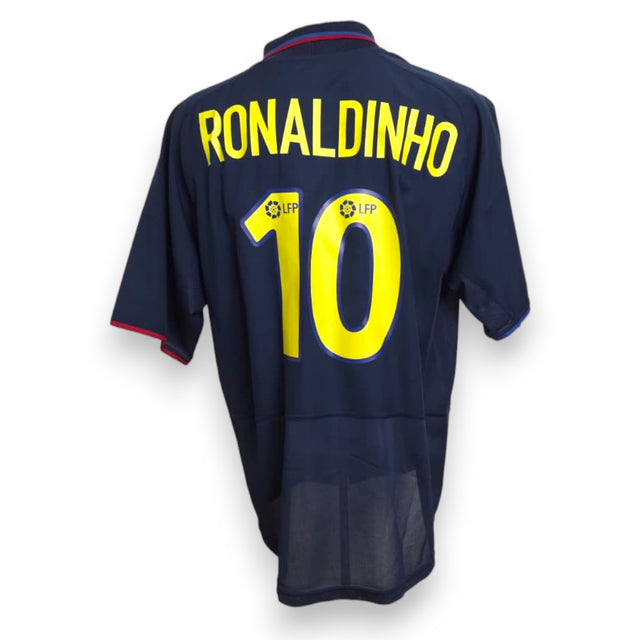 Retro maglia Barcellona Third 2003-04 Ronaldinho numero 10 giallo – nome e numero replica – Nike La Liga