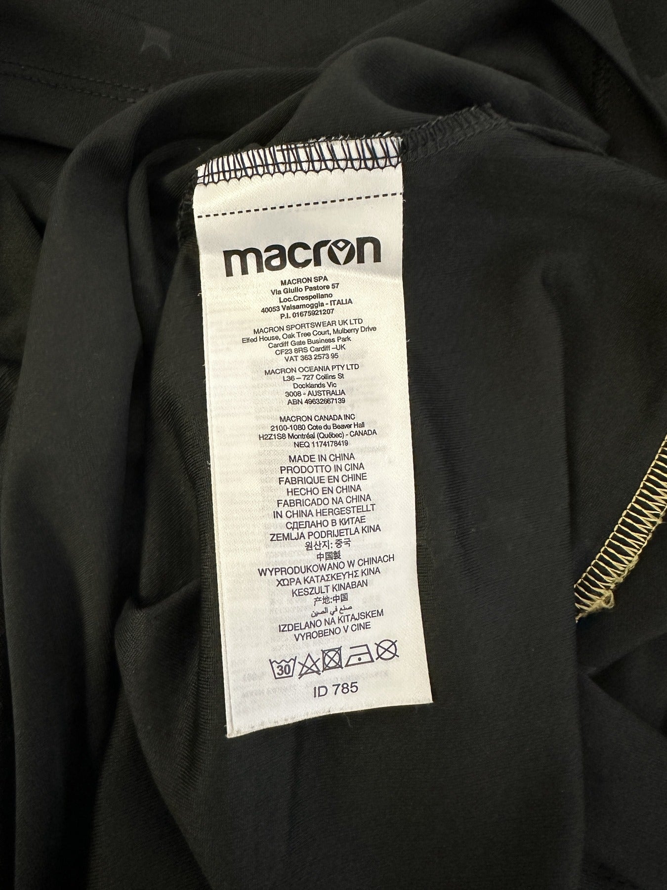 Etichetta interna Macron maglia Bologna Champions League 2024-25 – Made in China