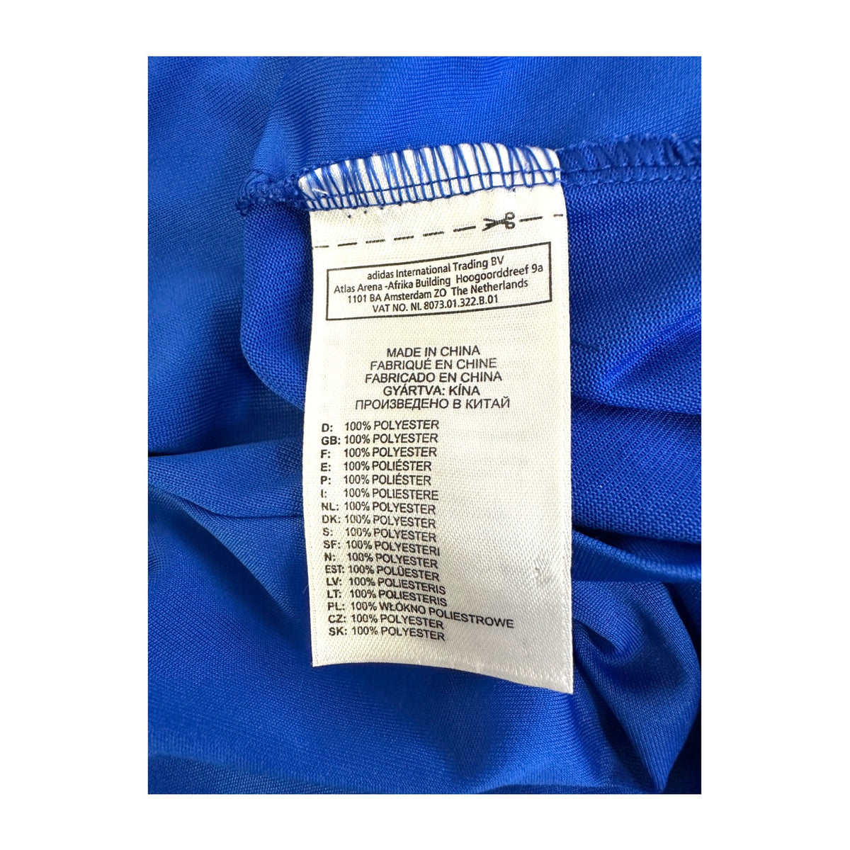 Etichetta composizione Adidas International Trading 100% poliestere – maglia Chelsea Home 2010/11