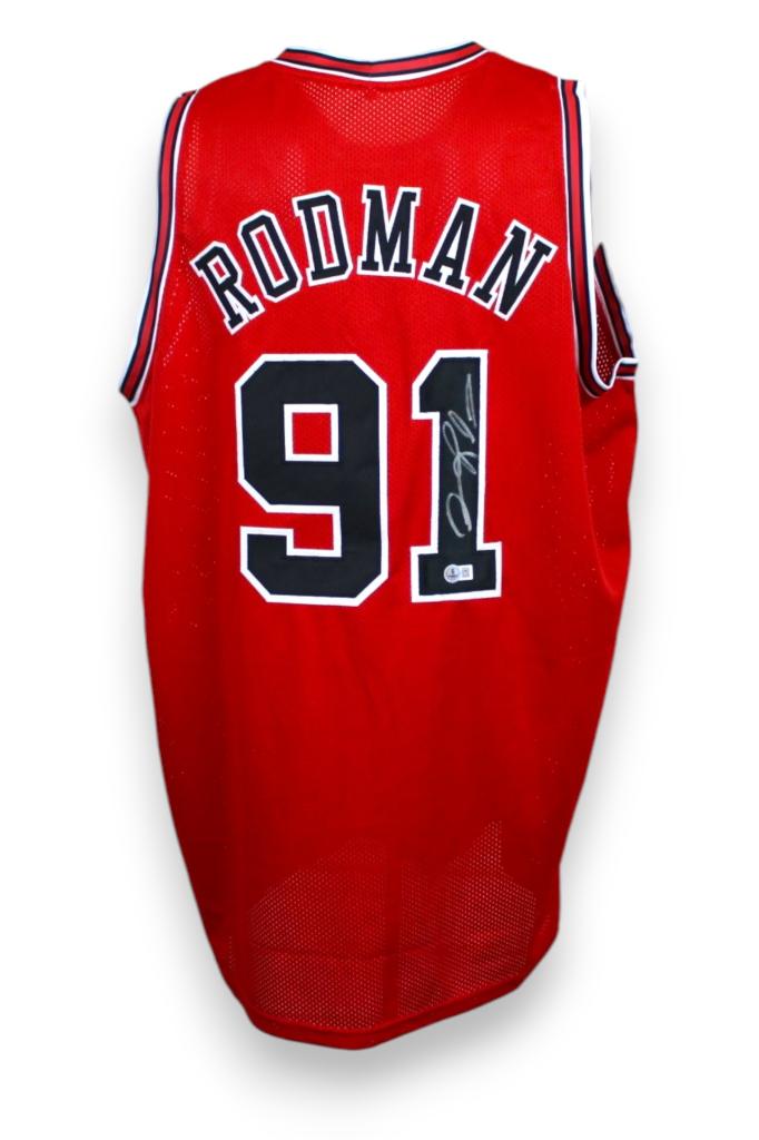 Retro maglia Chicago Bulls 1997-98 Rodman 91 autografata – patch Beckett Authentication Services – pennarello argento