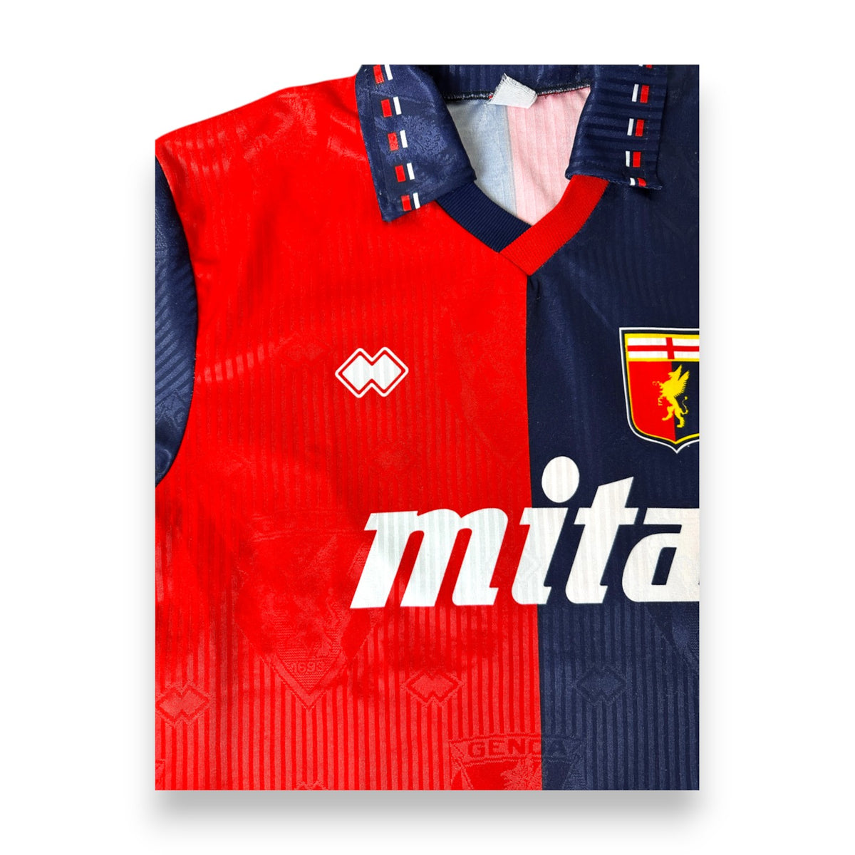 Logo Erreà e sponsor Mita maglia Genoa 1991/92 – tessuto jacquard vintage
