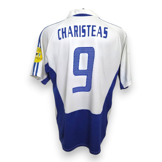 Retro maglia Grecia Home 2004 Charisteas numero 9 – Adidas Euro 2004 – patch UEFA Fair Play