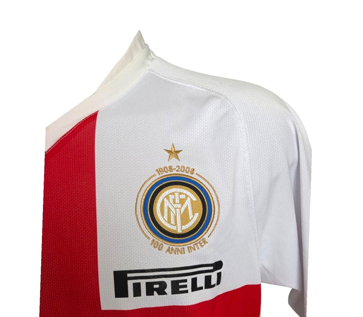 Stemma celebrativo 1908-2008 100 Anni Inter ricamato in oro con stella e sponsor Pirelli