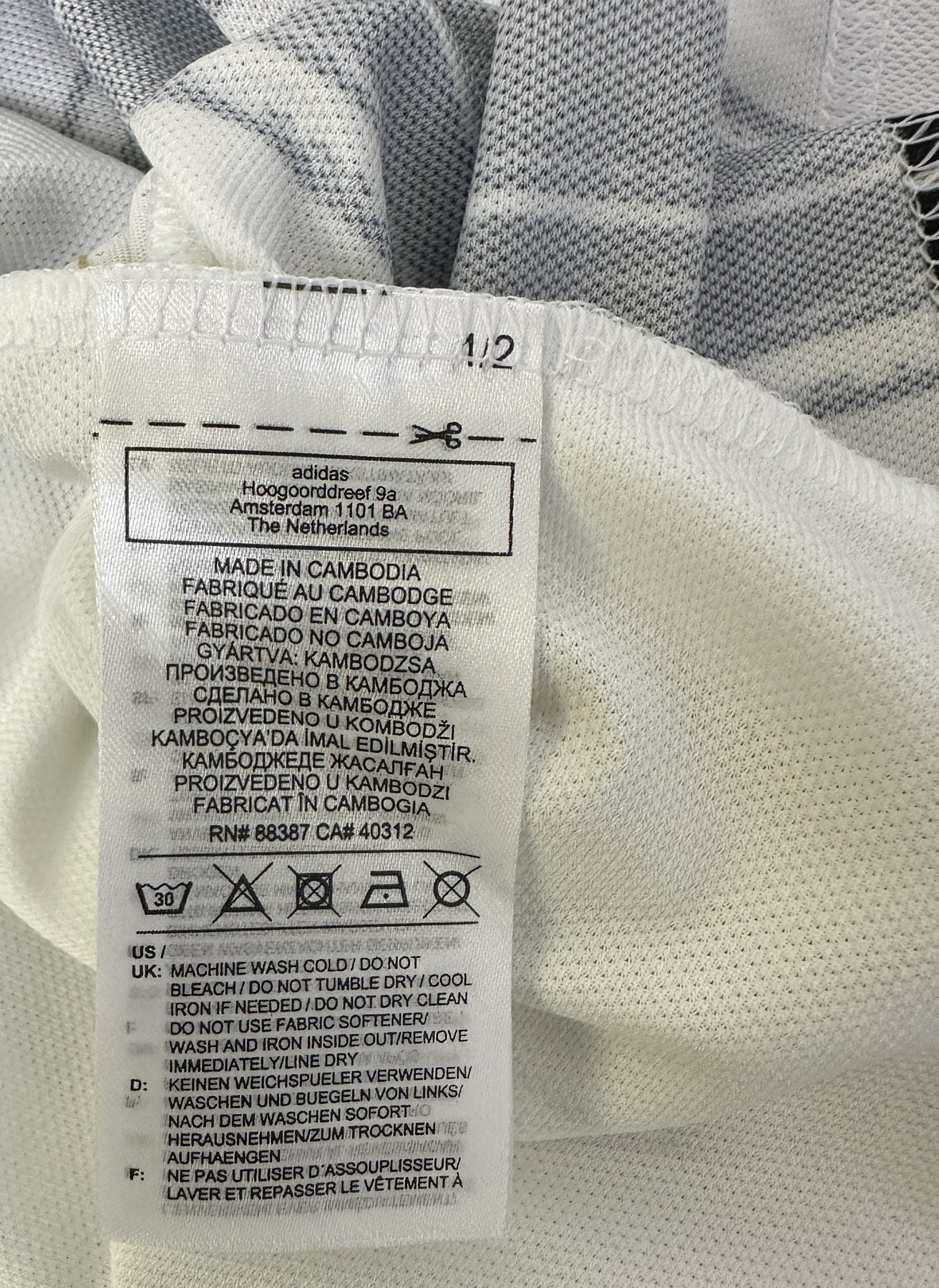 Etichetta lavaggio maglia Juventus Home 2020-21 Adidas – Made in Cambodia RN 88387