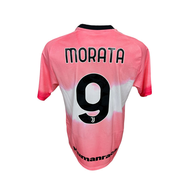 Retro maglia Juventus Humanrace 2020/21 con nameset originale Morata 9 e scritta Humanrace