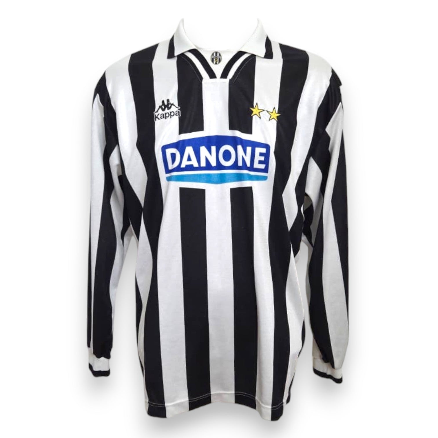 Maglia Juventus Home 1994-95 numero 10 Kappa – strisce bianconere sponsor Danone maniche lunghe – Vintage Serie A condizioni Excellent