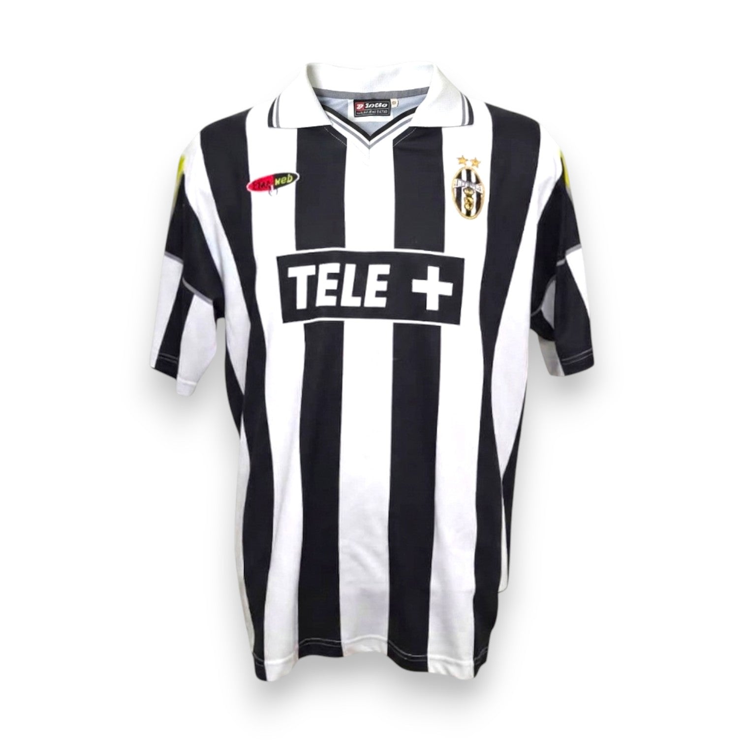 Maglia Juventus Home 2000-01 numero 21 Lotto – strisce bianconere sponsor TELE+ colletto polo – Vintage Serie A