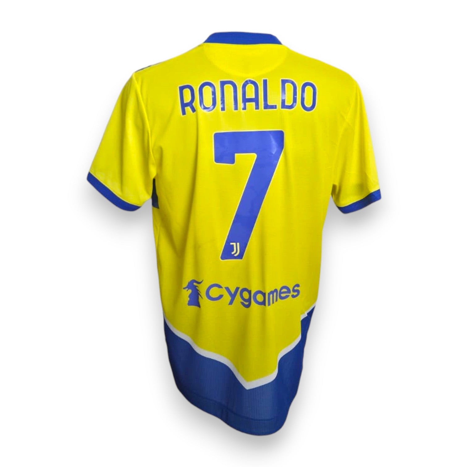 Retro maglia Juventus Third 2021-22 numero 7 RONALDO – sponsor Cygames – versione Player Issued gialloblu