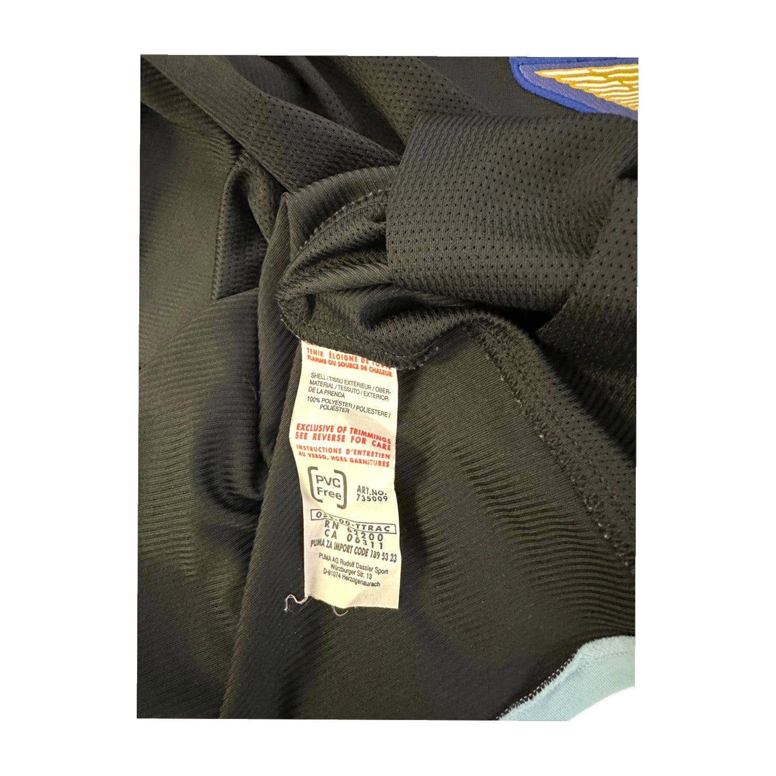 Etichetta composizione maglia Lazio Third 2008-09 Puma – 100% poliestere