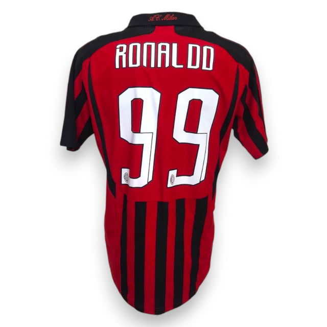 Retro maglia Milan Home 2007-08 numero 99 Ronaldo il Fenomeno – scritta A.C. Milan sul colletto