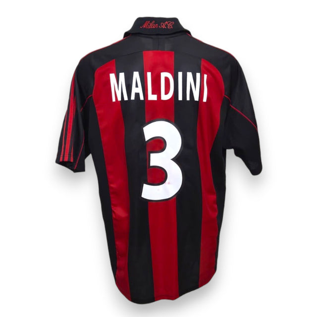 Retro maglia Milan 2000-01 numero 3 Maldini – nameset replica – colletto Milan A.C. – righe rossonere Adidas