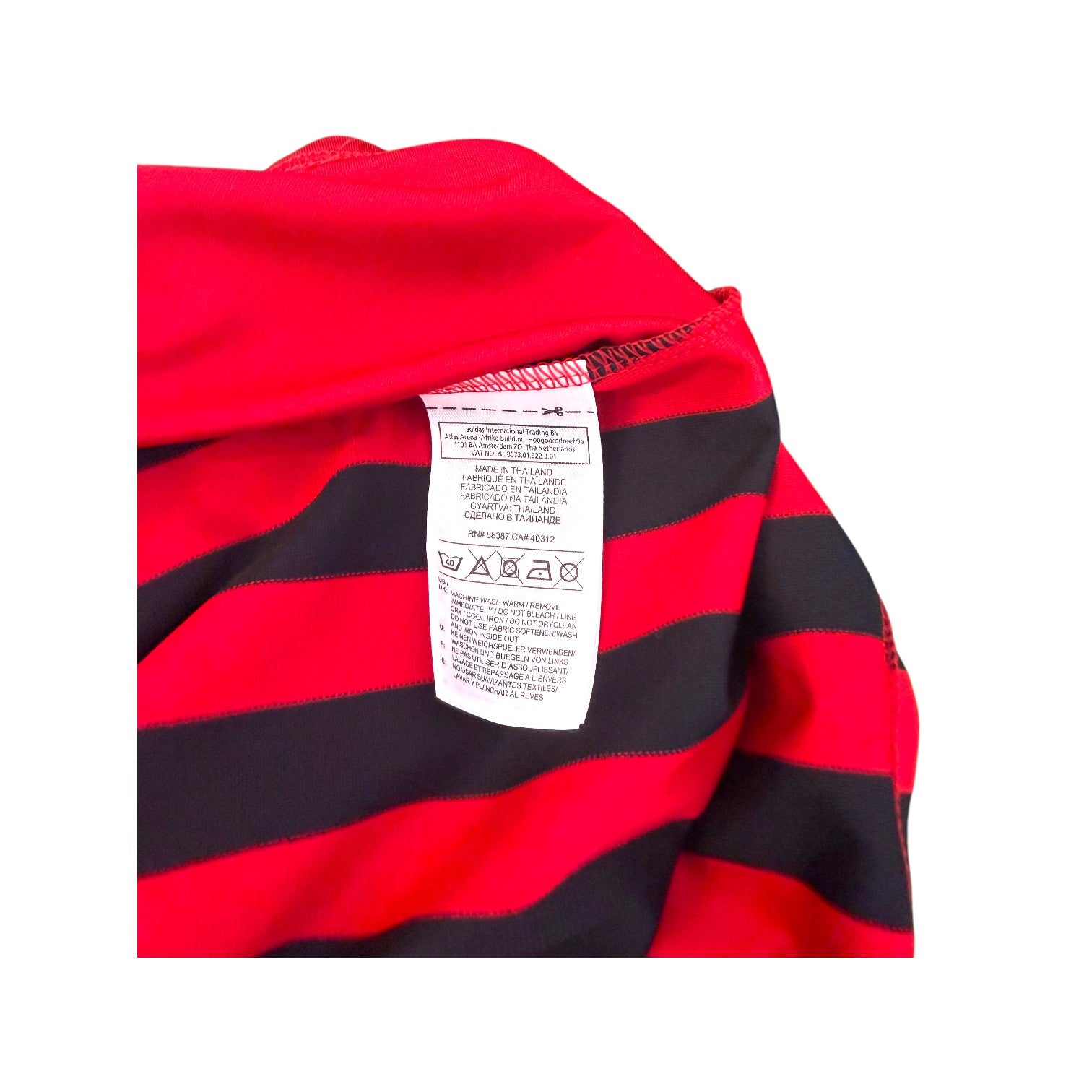 Etichetta lavaggio Adidas International Trading Made in Thailand maglia Milan Home 2011-12 Player Issued