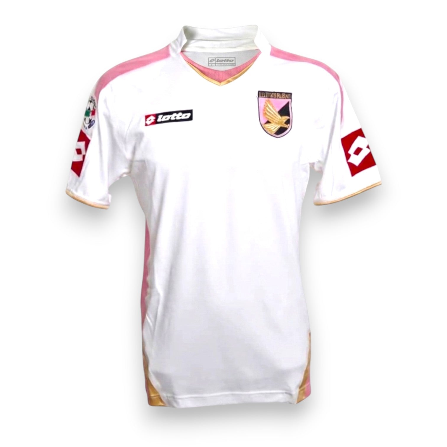 Maglia Palermo Away 2008-09 Lotto bianca rosa oro – fronte senza sponsor con stemma aquila – taglia L