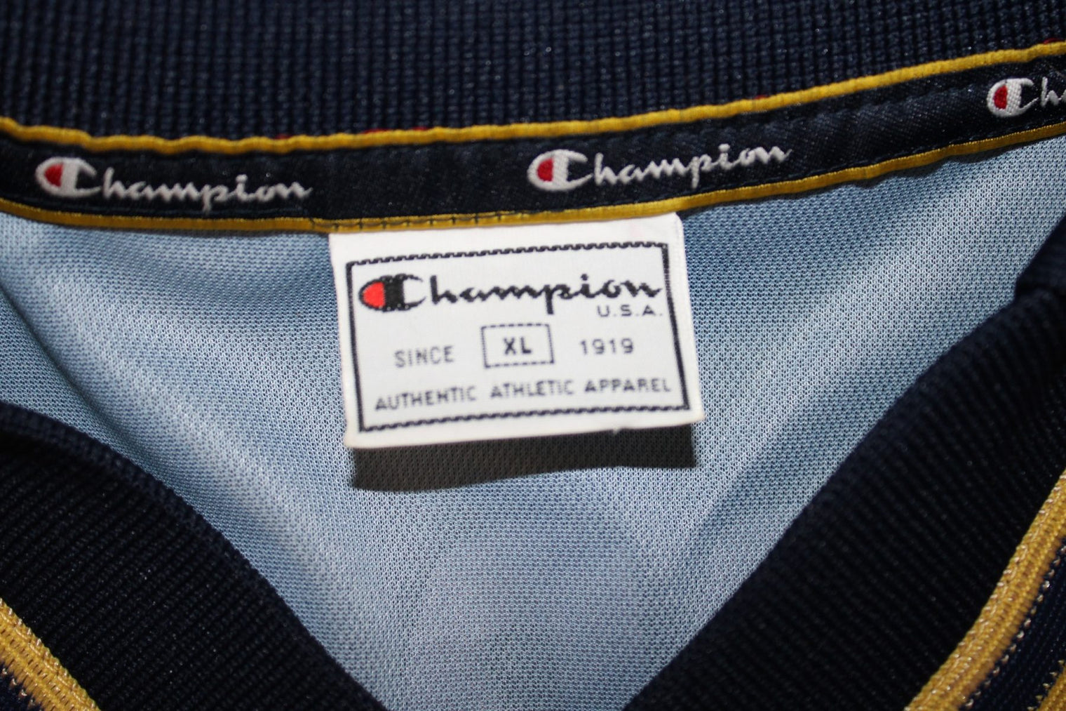 Etichetta interna Champion USA taglia XL maglia Parma Away 2001/02 Player Issued blu navy