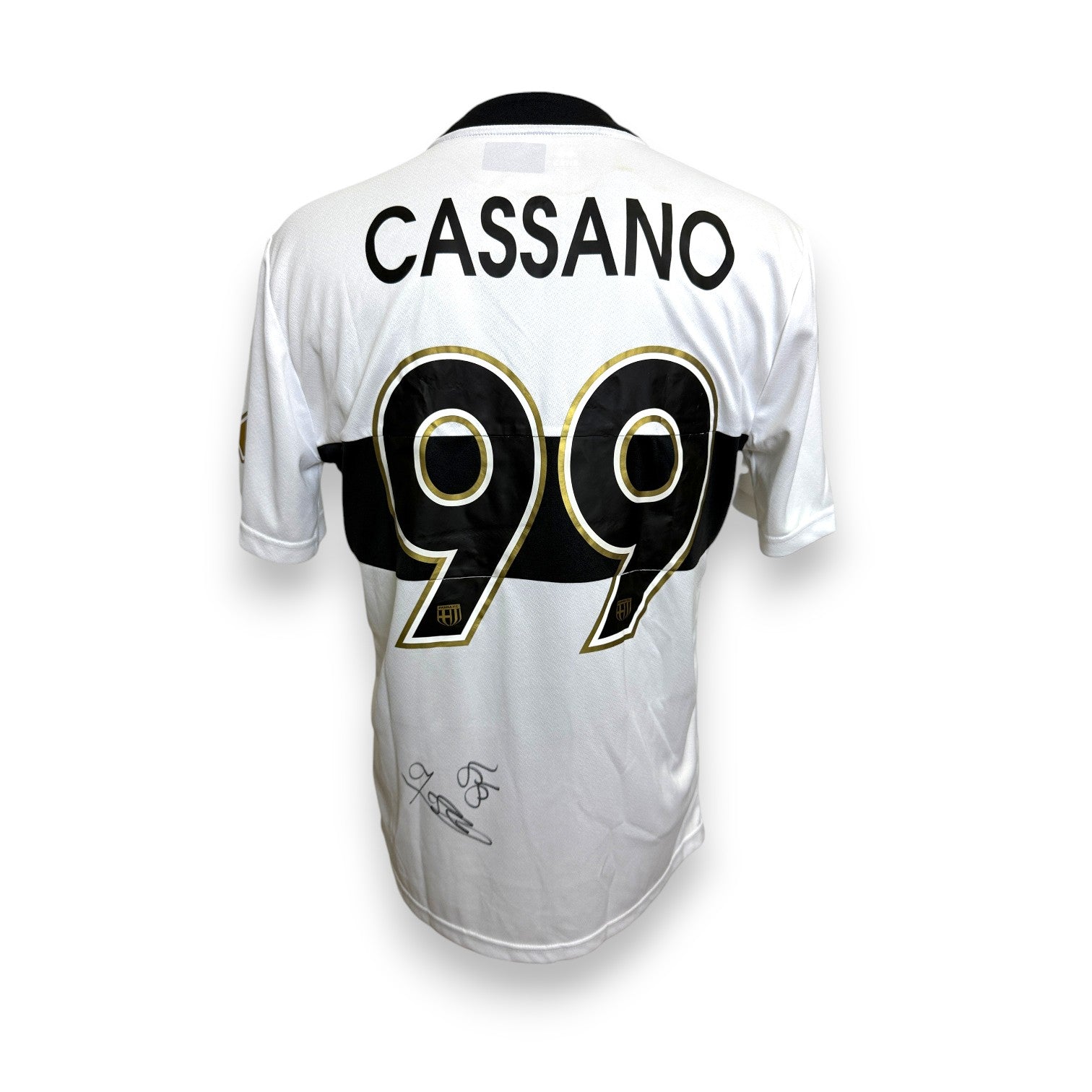 Retro maglia Parma Centenario 2013-14 nameset Cassano 99 nero oro autografato – firma originale Errea