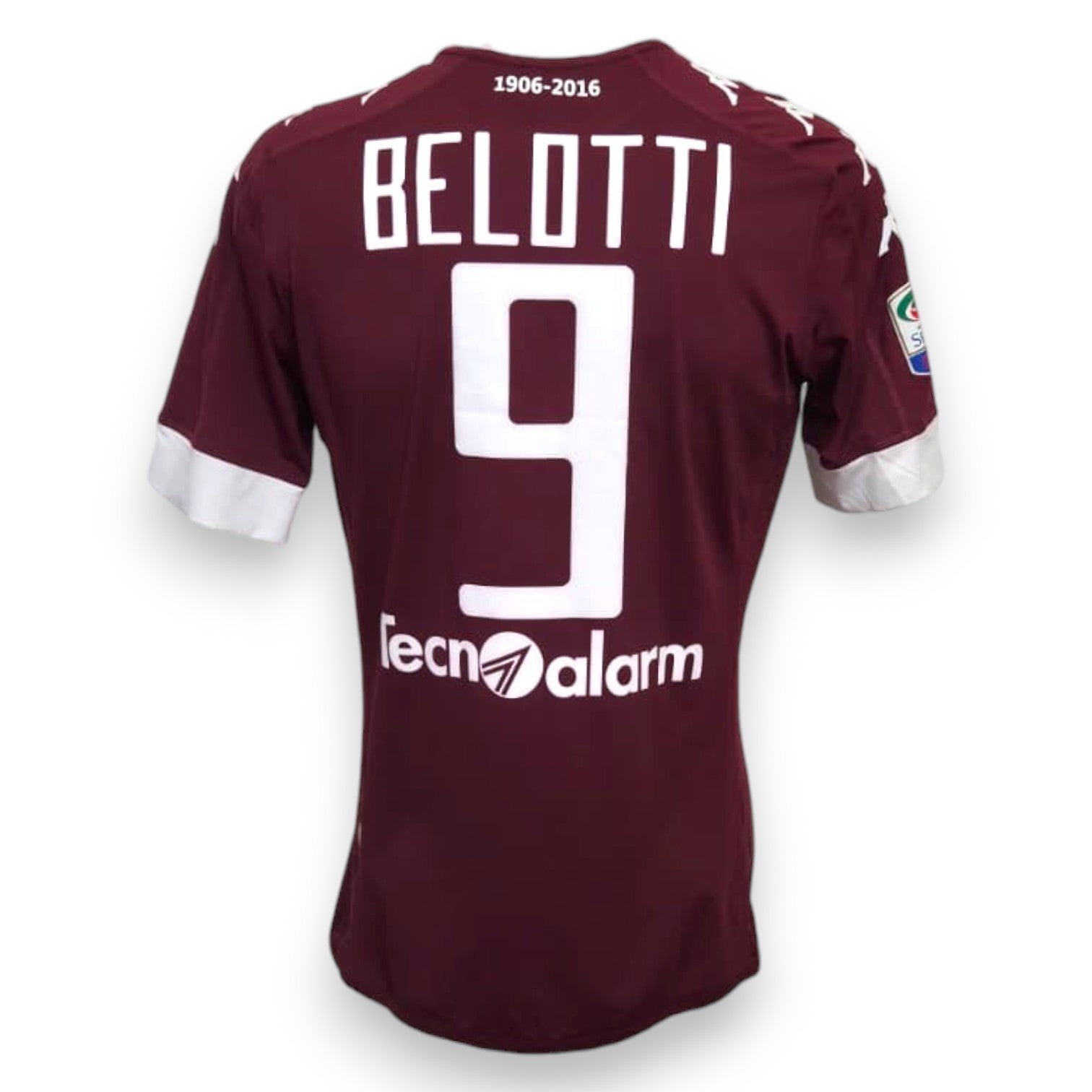Retro maglia Torino Home 2016-17 numero 9 Belotti – sponsor Tecnoalarm – dicitura 1906-2016 anniversario