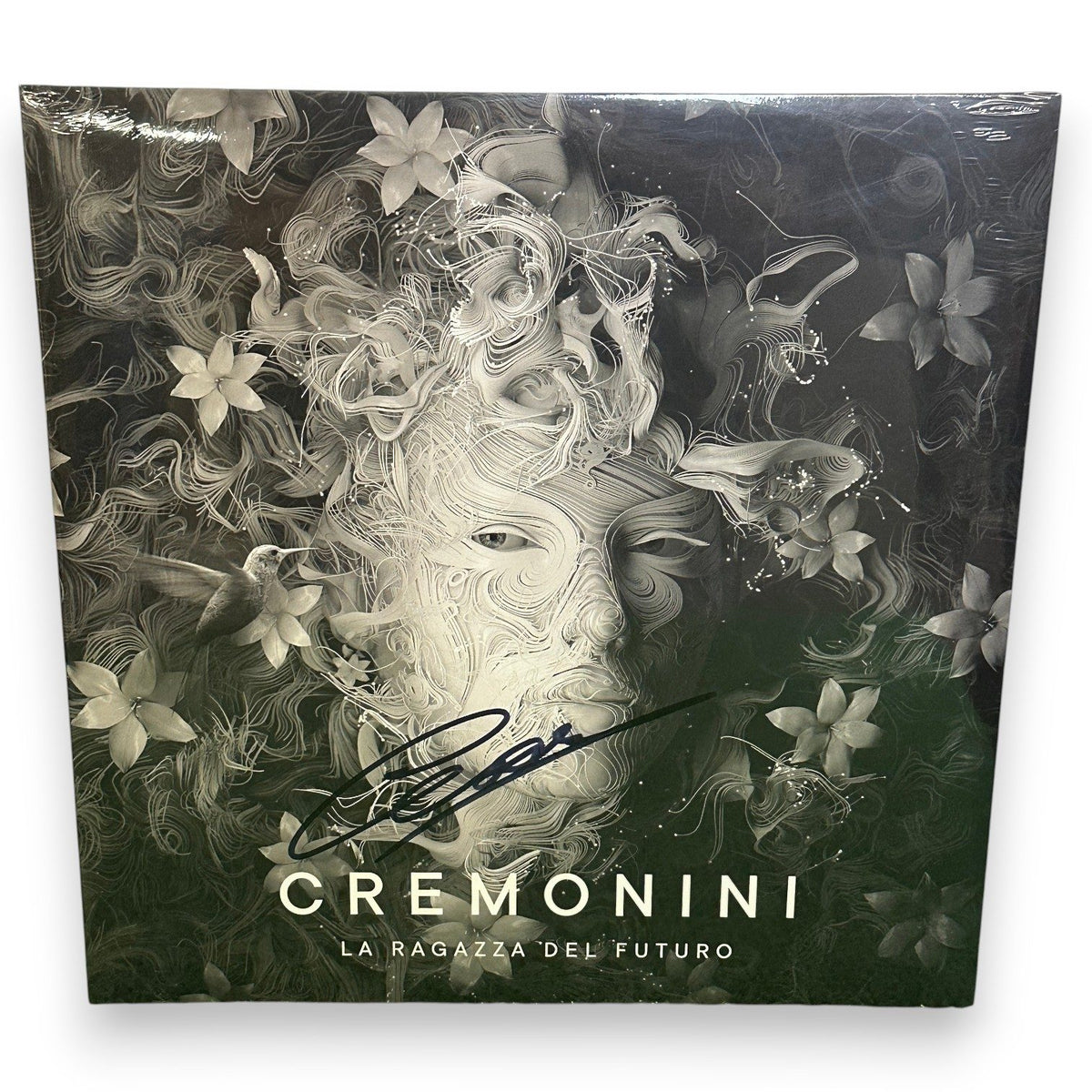 Copertina vinile La Ragazza del Futuro autografata da Cesare Cremonini a pennarello nero, esemplare sigillato