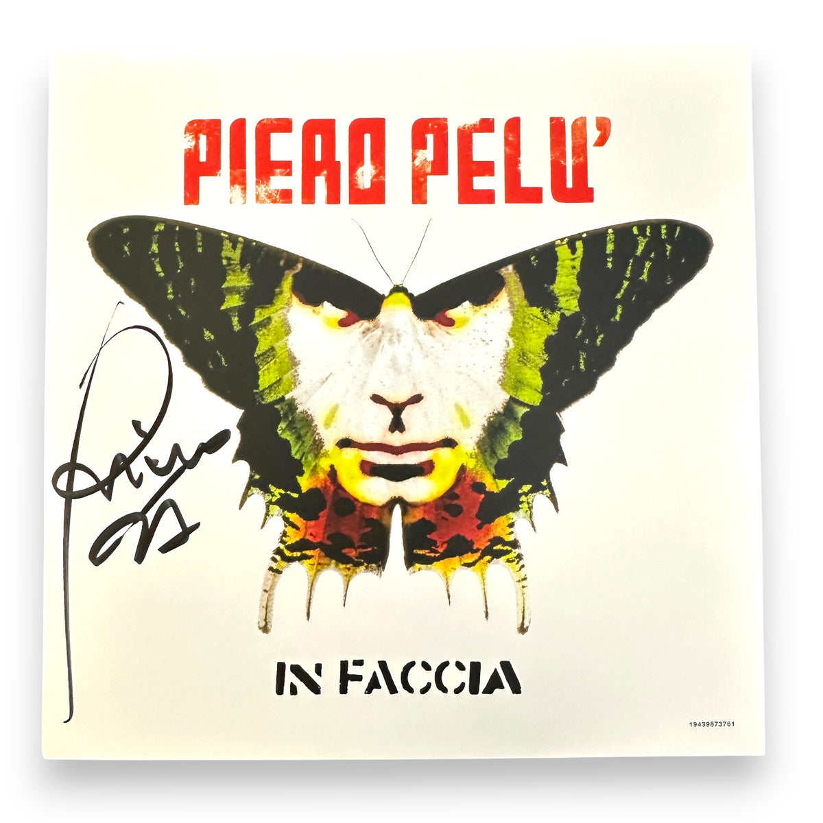 Inserto copertina In Faccia con autografo originale di Piero Pelù a pennarello nero