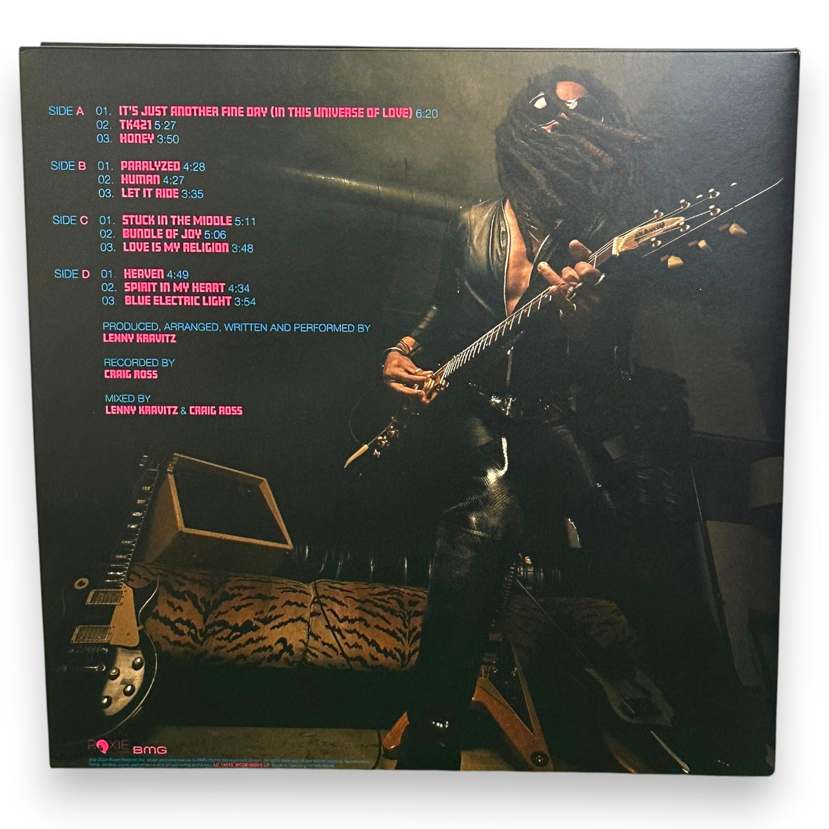 Retro copertina Blue Electric Light Lenny Kravitz con tracklist lati A B C D