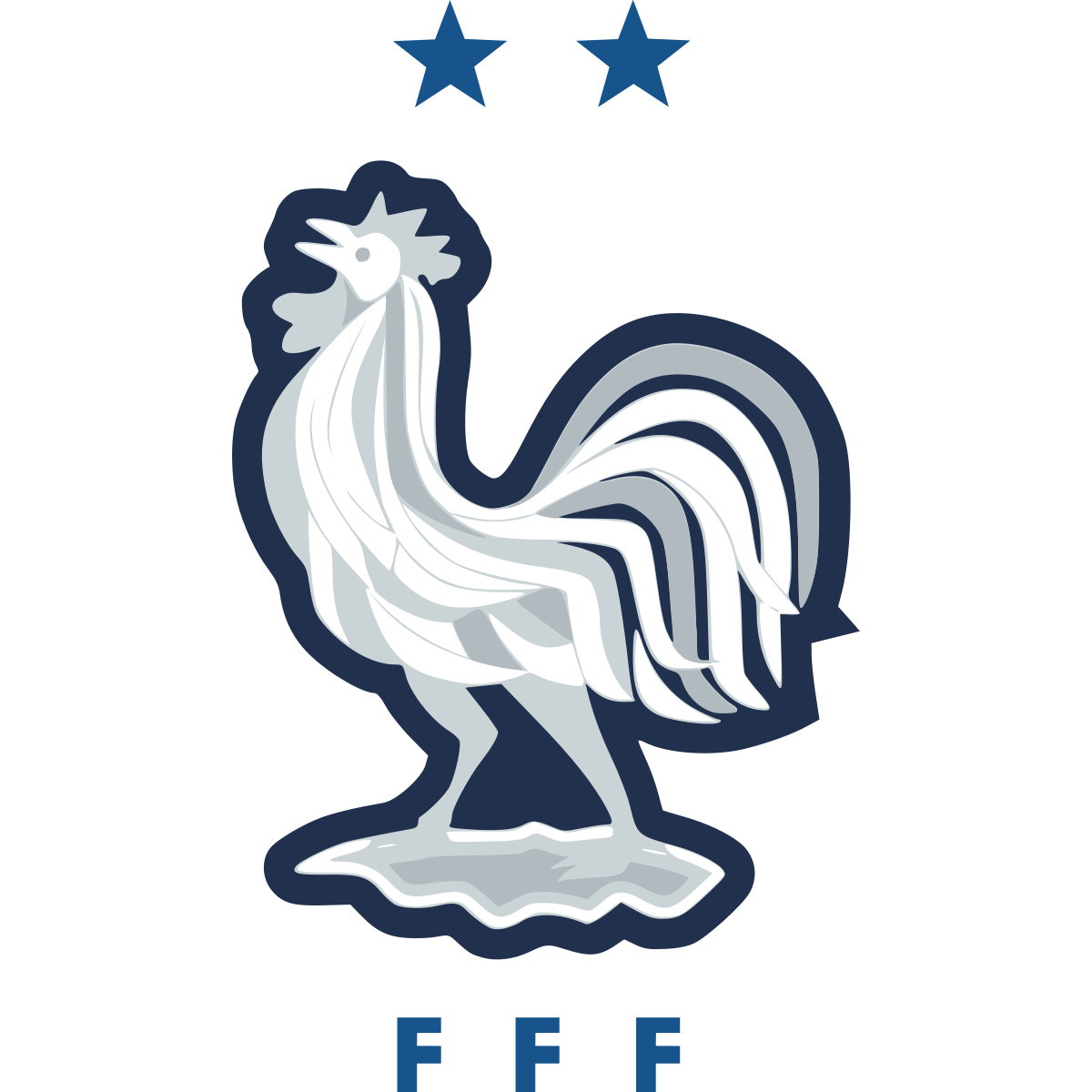 Stemma ufficiale FFF Nazionale francese di calcio, fondata nel 1904, due volte campione del mondo