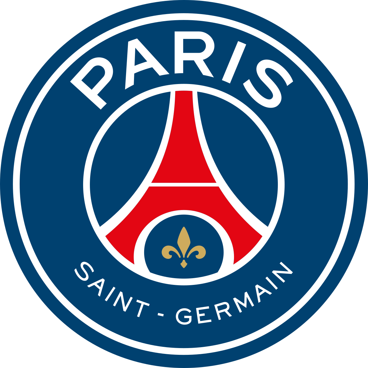 Logo ufficiale Paris Saint-Germain, squadra francese di Ligue 1 fondata nel 1970 con sede a Parigi