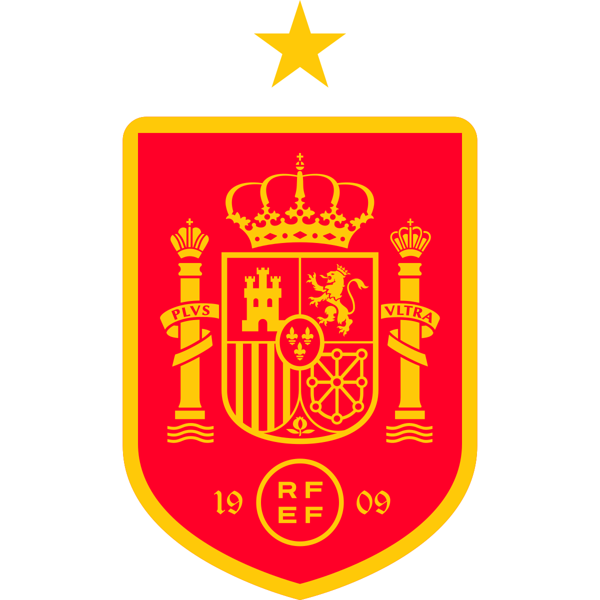 Stemma ufficiale RFEF Nazionale spagnola di calcio, fondata nel 1909, campione del mondo 2010