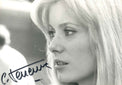 Fotografia autografata Catherine Deneuve ritratto in bianco e nero profilo anni '70 – autografo originale pennarello blu firma C. Deneuve – 18,3x12,9 cm – condizioni Excellent