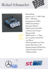 Retro cartolina Michael Schumacher Sauber-Mercedes 1990-91 – bio tedesco carriera kart Formula 3 – Made in Italy – cimelio rarissimo