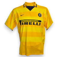 Fronte maglia FC Internazionale Third 2002-03 gialla – sponsor Pirelli – stemma Inter – Nike – Store Vintage taglia M