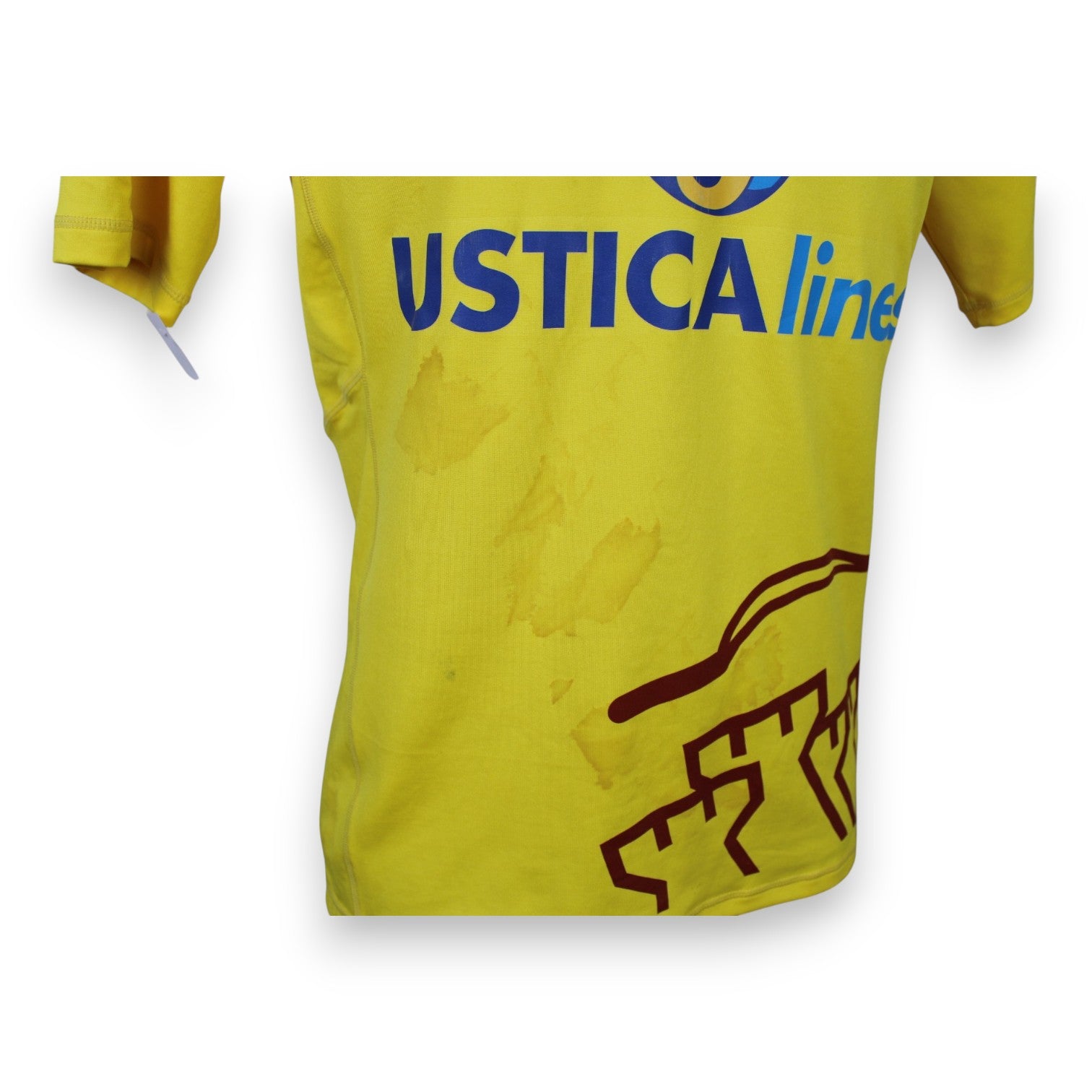Dettaglio condizioni maglia Trapani Away 2014-15 Player Issued Mattia Aramu – segni di conservazione sul fronte