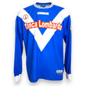 Fronte maglia Brescia Calcio Home 2001-02 Garman manica lunga – sponsor Banca Lombarda – stemma Brescia Calcio – Store Vintage taglia XL