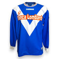 Fronte maglia Brescia Home 2001-02 Player Issued maniche lunghe Garman – sponsor Banca Lombarda – badge Brescia Calcio 1911