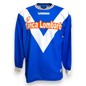 Fronte maglia Brescia Home 2001-02 Player Issued maniche lunghe Garman – sponsor Banca Lombarda – badge Brescia Calcio 1911