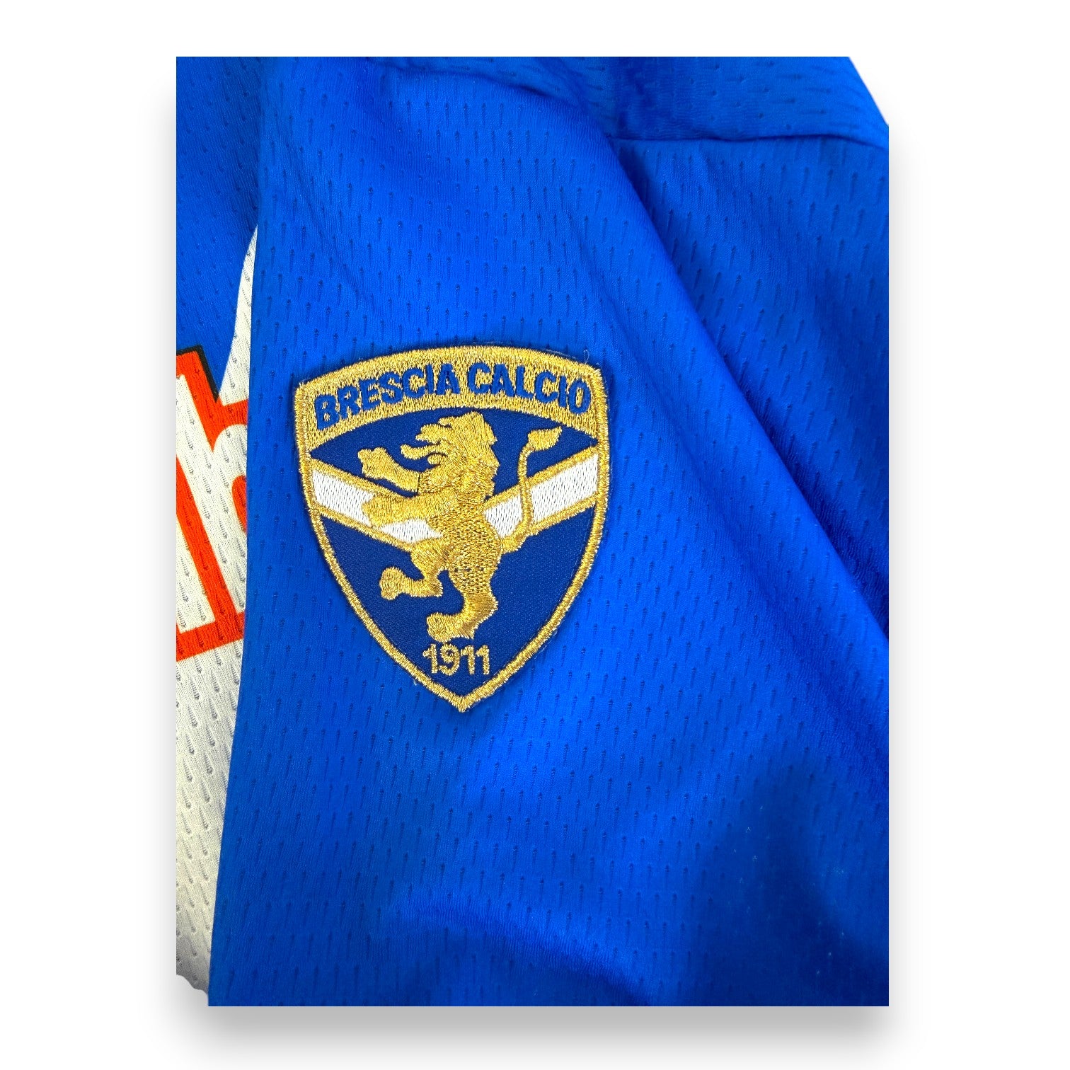 Badge ricamato Brescia Calcio 1911 su maglia Garman 2001-02 Player Issued Roberto Baggio – cimelio vintage Serie A