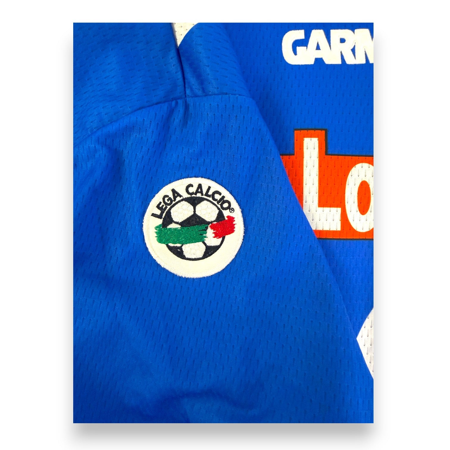 Patch ufficiale Lega Calcio su maglia Brescia Home 2001-02 Player Issued Garman – Serie A stagione 2001-2002