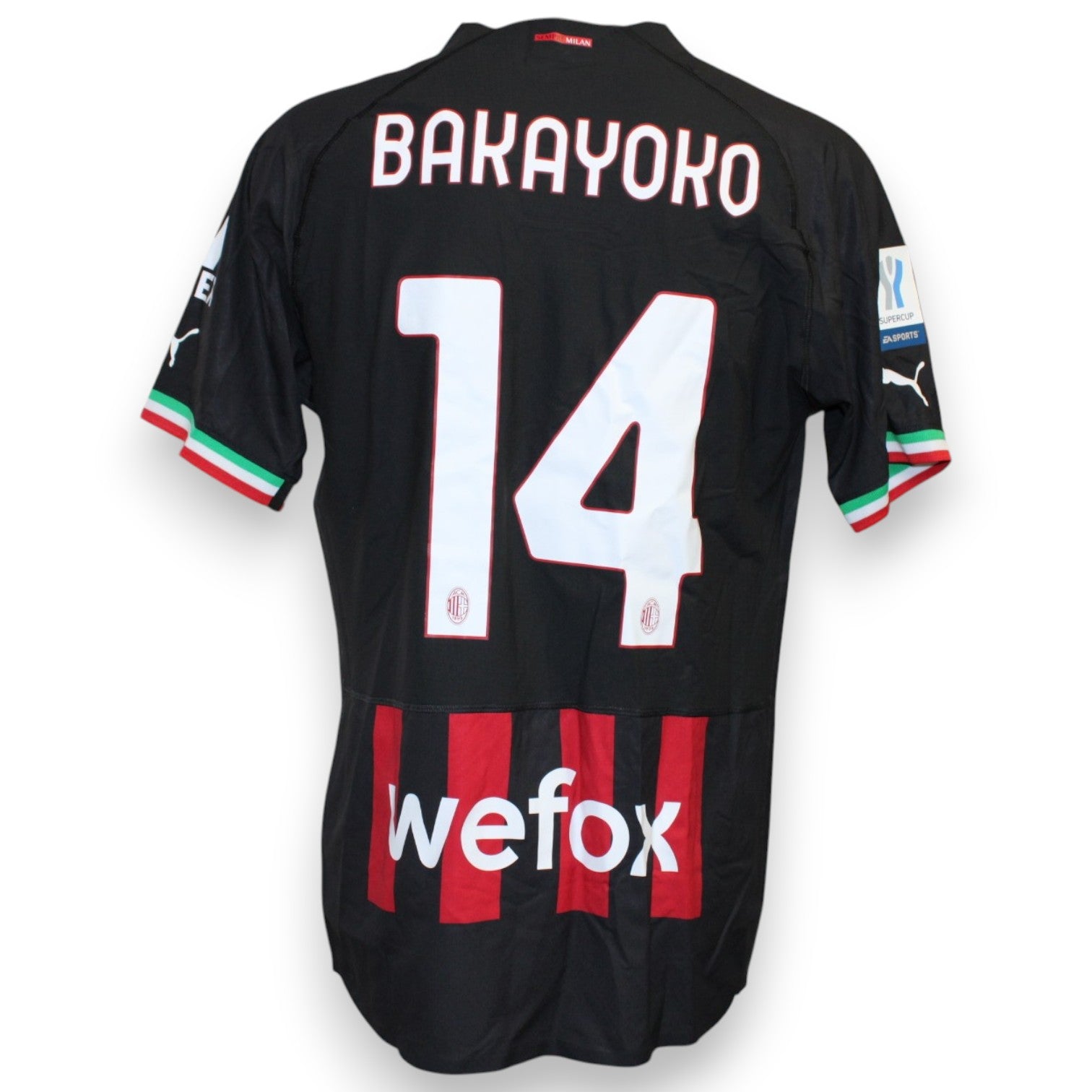 Maglia AC Milan Home 2022-23 Player Issued Tiémoué Bakayoko numero 14 – Puma – Finale Supercoppa Italiana Riyadh 2023