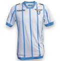 Fronte maglia SS Lazio Home 2014-15 Player Issued Macron – stemma aquila Lazio – nessun sponsor – patch TIM Cup – colletto V celeste