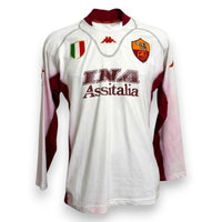 Fronte maglia AS Roma Away 2001-02 Kappa – sponsor INA Assitalia – Scudetto Tricolore – stemma AS Roma – Player Issued Bovo