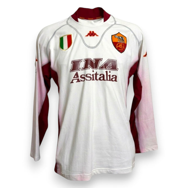 Fronte maglia AS Roma Away 2001-02 Kappa – sponsor INA Assitalia – Scudetto Tricolore – stemma AS Roma – Player Issued Bovo