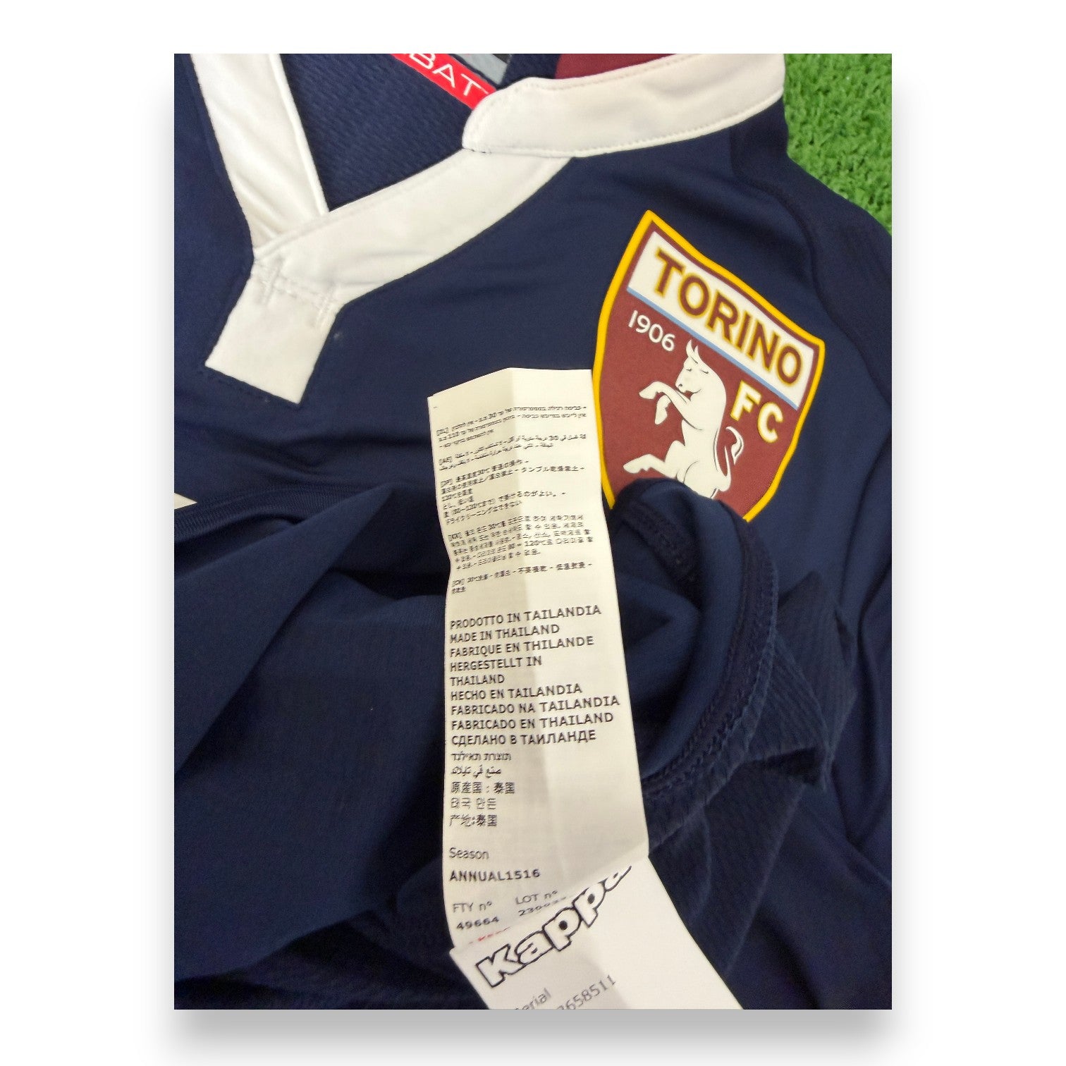 Etichetta Kappa ANNUAL1516 maglia Torino FC Third 2015-16 Player Issued – Made in Thailand – Cesare Bovo N.5