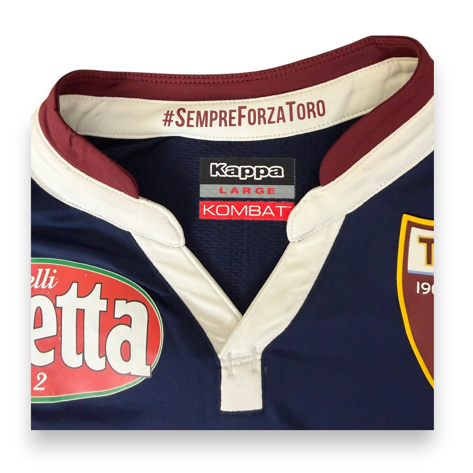 Colletto maglia Torino FC Third 2015-16 Kappa KOMBAT Large – hashtag SempreForzaToro – Player Issued Cesare Bovo