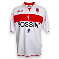 Fronte maglia Triestina Away 2004-05 Player Issued Bruni numero 84 – Asics – sponsor Bossini – fascia rossa con alabarda – Serie B