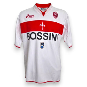 Fronte maglia Triestina Away 2004-05 Player Issued Bruni numero 84 – Asics – sponsor Bossini – fascia rossa con alabarda – Serie B