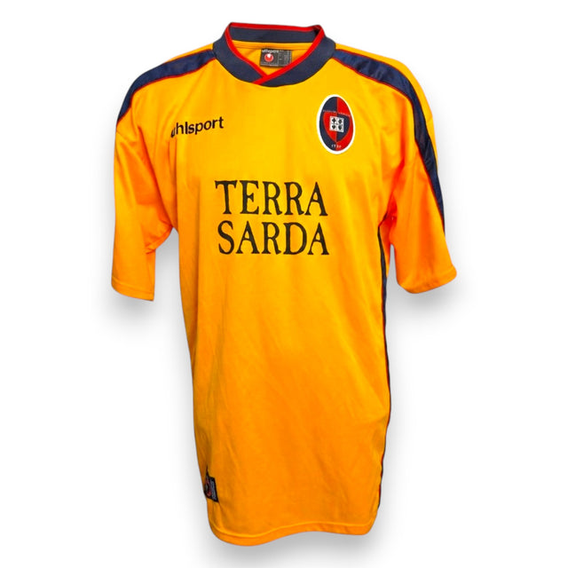 Fronte maglia Cagliari Calcio Away 2001-02 Player Issued Uhlsport – sponsor Terra Sarda – stemma Cagliari Calcio 1920