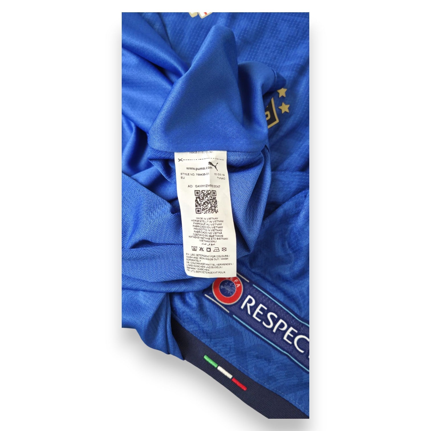 Etichetta interna maglia Italia Home 2021 Puma Player Issued – Giorgio Chiellini N.3 – Made in Vietnam